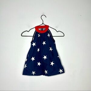 Petit Peony Star Red White Star Blue Dress Girls Youth 2Y